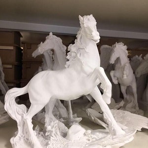 Horse Statue Elegant White Horse Sculpture with Raised Leg for Home Decor or Custom Painting