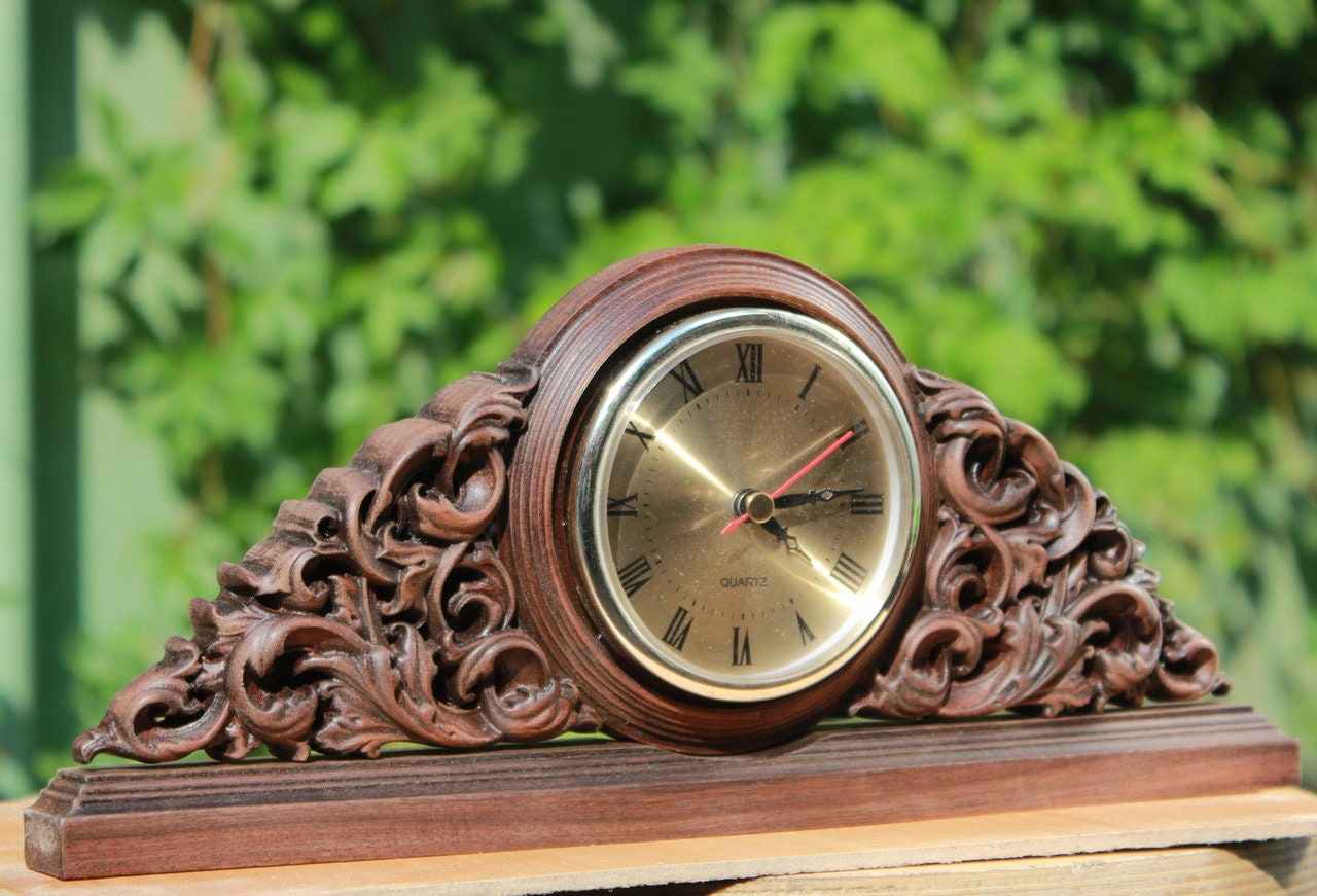 Wooden table clock Etsy