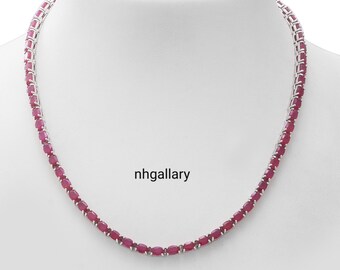 Ruby Tennis Necklace - Etsy