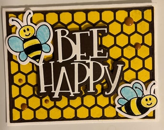 bee happy greeting card with bees