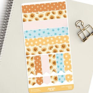 Sunflowers Sticker Sheet, Journal Stickers, Planner Stickers, Washi Strip Stickers, Scrapbook Sticker Sheet, Bullet Planner, Star Pattern