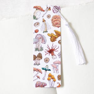 Mushroom Bookmark: Cottagecore Fungi Illustration with Tassel