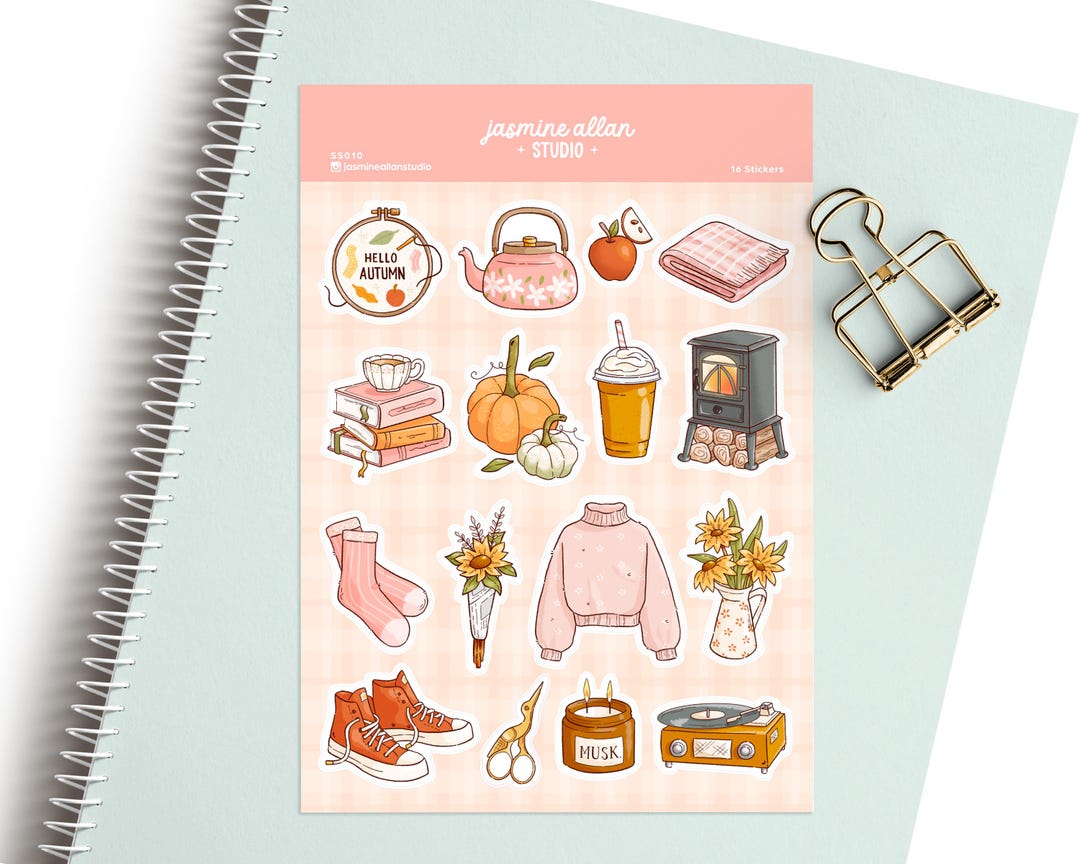 Cosy Autumn Sticker Sheet, Fall Lover Vinyl Stickers for Planners and ...