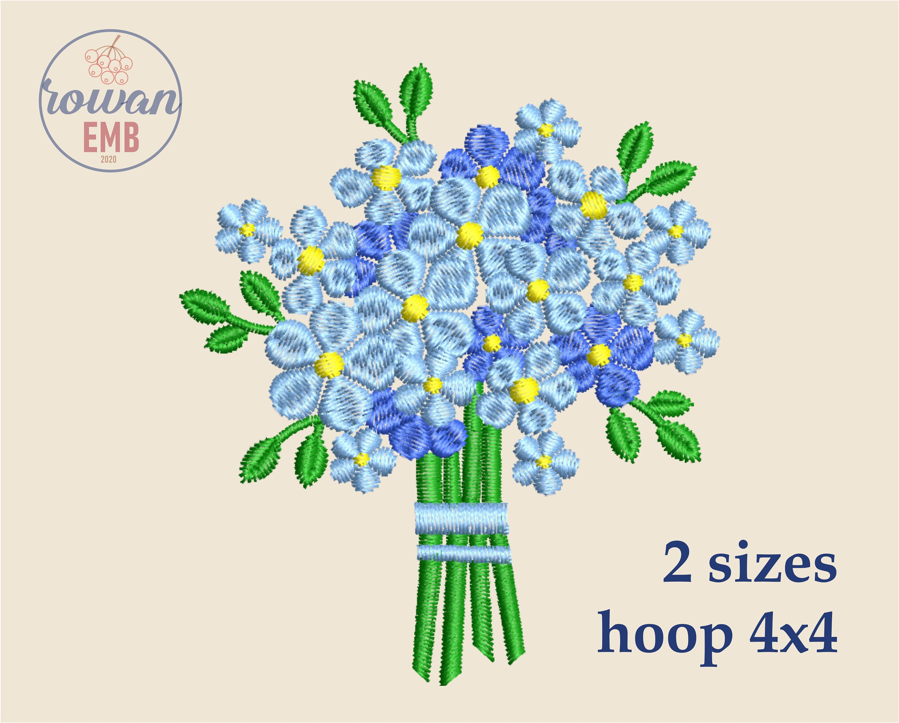 Embroidery Me Not Flower Bouquet Etsy