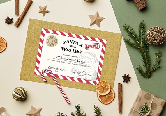 Certificado de lista de buenos deseos personalizado de Papá Noel / Recuerdo navideño para niños / Postal de Papá Noel / Nombre y edad del niño incluidos - España Certificado de lista de buenos deseos personalizado de Papá Noel / Recuerdo navideño para niños / Postal de Papá Noel / Nombre y edad del niño incluidos - España