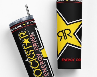 Rockstar and V Energy Drink 5 PNG, duży, 20-uncjowy, prosty kubek z nadrukiem do sublimacji