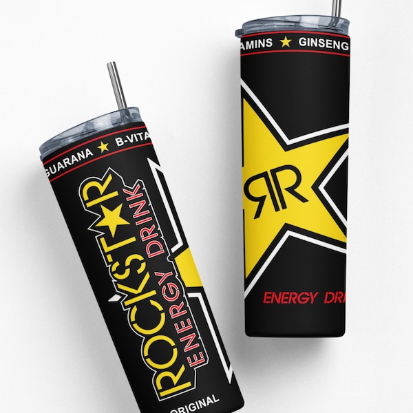 Rockstar and V Energy Drink 5 PNG, Sizable 20oz straight tumbler Print for Sublimation