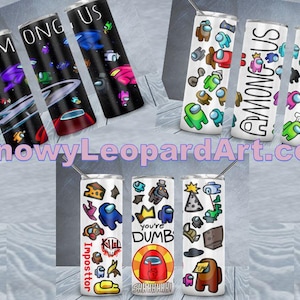 Among Us 35+ Digital Print Designs 20oz Straight Tumbler Sizable; No Physical Product; Digital Download