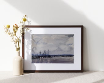 Seascape Watercolor Art, Giclee, Art Prints, Landscape Watercolor Print, Gift, Poster, Home Wall Decor, Wall Art