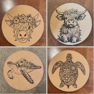 Laser Engraved Cork Trivet: Kitchen Decor, Hot Pad, Pot Holder
