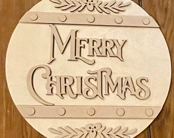 DIY paint kit/ unfinished wood round DIY kit/ DIY door hanger/ Merry Christmas /diy sign/ Paint your own sign/ paint party/  Christmas diy