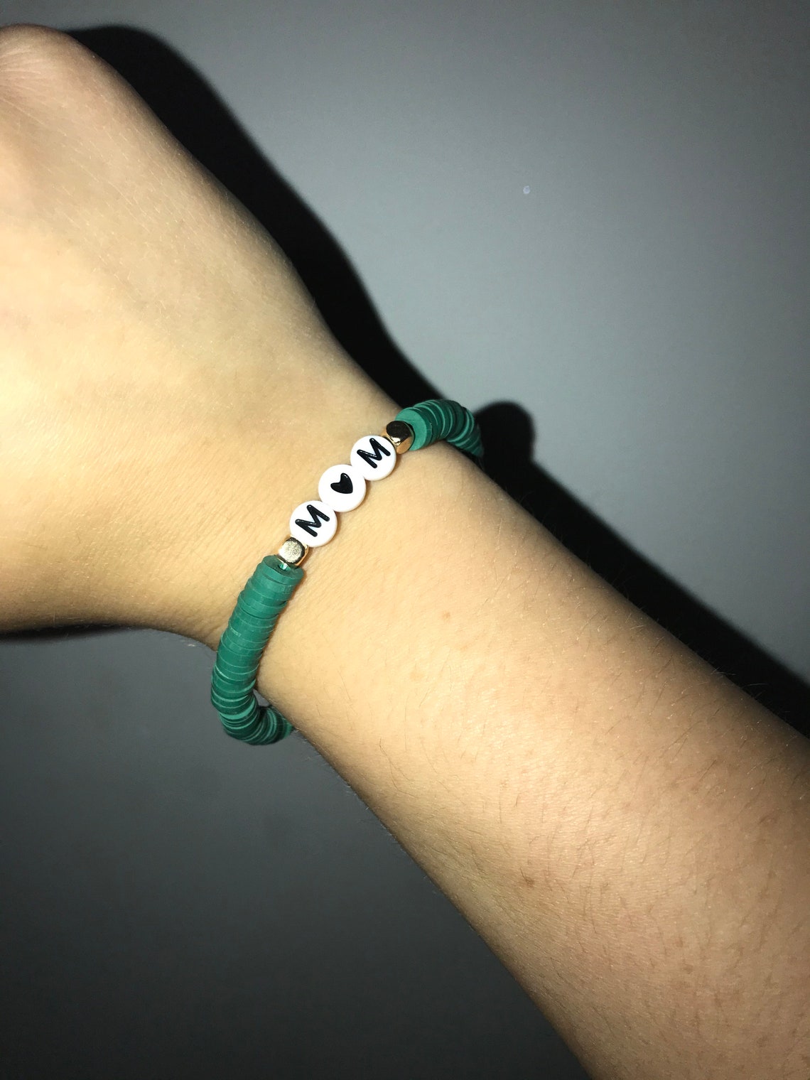 MOM Bracelet / Polymer Clay Ceramic Flat Beads Etsy