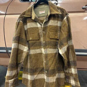 80s Era Eddie Bauer Wool Hunting Jacket Blue Plaid Size Medium