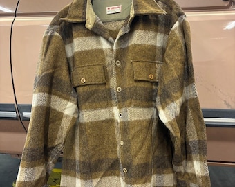 80s Era Eddie Bauer Wool Hunting Jacket Blue Plaid Size Medium