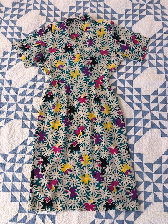 1980's Silk Floral Shirtdress - image 6
