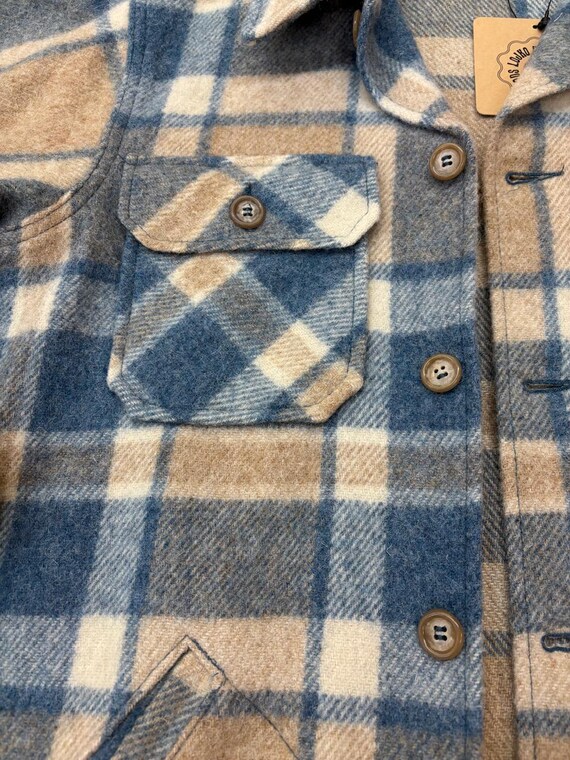 80s Era Eddie Bauer Wool Hunting Jacket Blue Plaid Size Medium