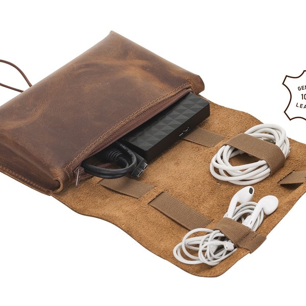 Leather Cable Holder Etsy