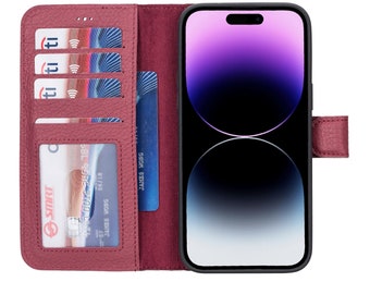 Lederne iPhone Magnettasche Handytasche, iPhone 17, 16, 15, 14, 13, 12 SE, iPhone 17, 16, 15, 14, 13, 12 SE, iPhone Case aus Leder, hergestellt in den USA