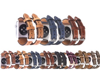 Custom Leather Apple Watch Band, iWatch Double Buckle Apple 38, 40, 41, 42, 44, 45, 49 mm, Engraved Apple Galaxy FitBit Fossil Watch Band