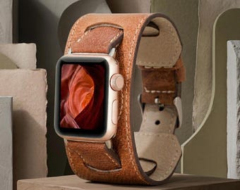 Custom Leather Apple Watch Band, Apple Watch  38, 40, 41, 42, 44, 45, 49 mm, Engraved iWatch Galaxy, Fitbit Pixel, Fossil Watch Bands
