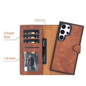 Funda de cuero marrón personalizada para teléfono Samsung Galaxy S25, S24, S23, S22 Ultra, S22, S21, S20, S10, S9, Note 20, 10, 9, funda tipo billetera hecha a mano