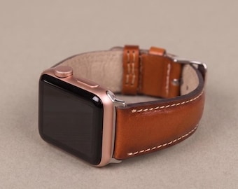 Custom Leather Apple Watch Strap, Apple Watch Band 38, 40, 41, 42, 44, 45, Samsung Galaxy FitBit Fossil Watch Band, Gift for Him