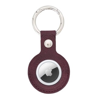 Custodia In Vera Pelle Blu Per AirTag 2021 Con Portachiavi - Fatta A Mano, Protezione Antigraffio, Moschettone Metallico