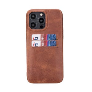Brown Leather Personalized Phone Case for Apple iPhone 17, 16, 15, 14, 13, 12, 11, X, XS Max, XR, 8, 7, Custom iPhone Case with Card Holder