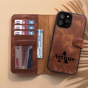 Funda tipo cartera para iPhone con tarjetero, funda magnética extraíble, funda personalizada para iPhone 16, 15, 14, 13, 12, 11, XR, X, 8, 7