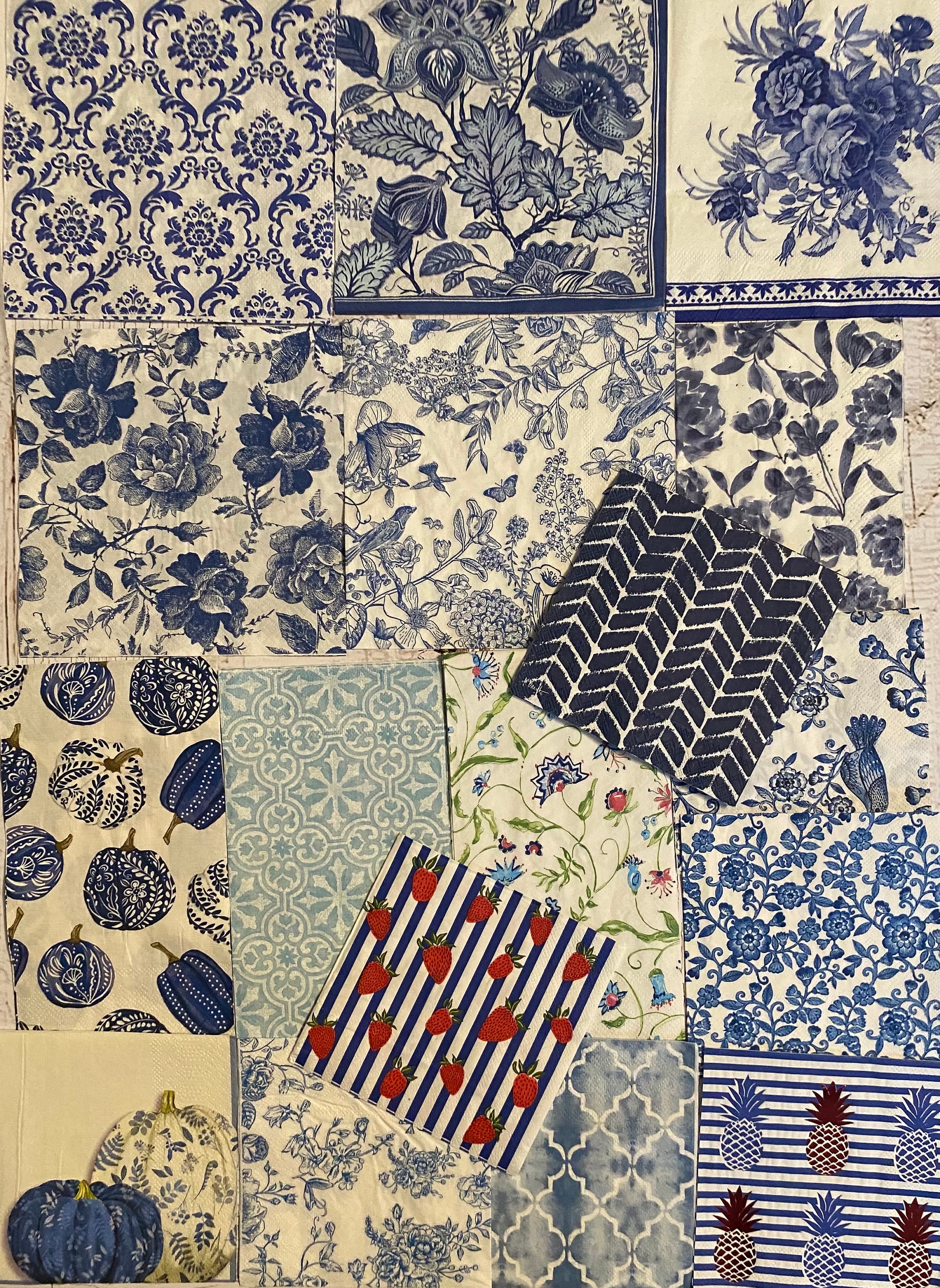 Decoupage napkins half and half 10 beach theme napkins and 10 blue and white theme Assorted napkin bundle craft supplies
