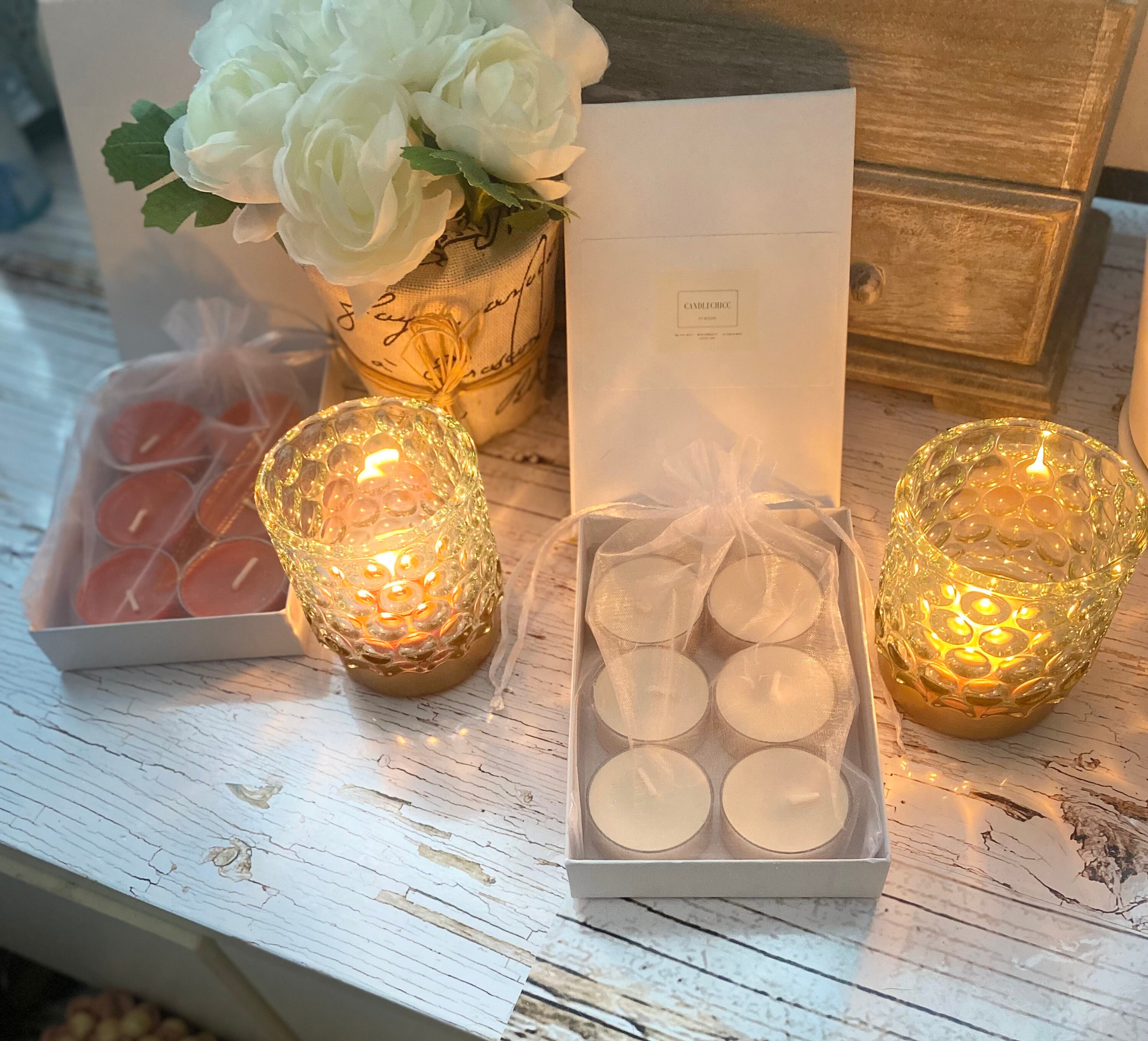 Scented tea light candles vanilla cream or fall spice. With Etsy