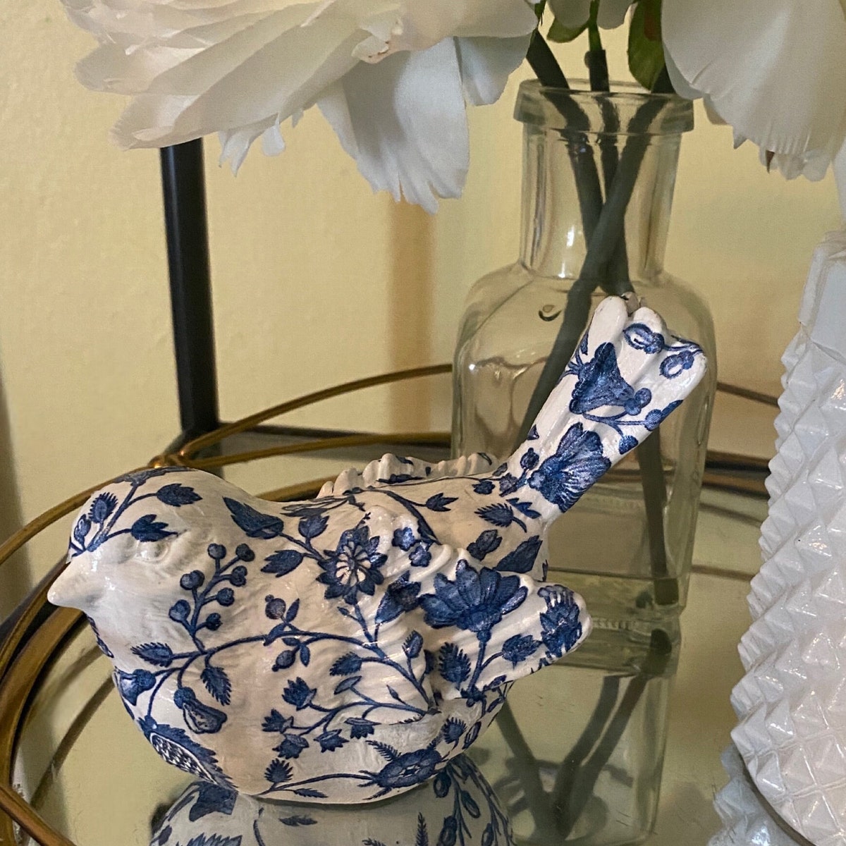 Chinoiserie Bird Sculpture, Hand Carved Blue and White Home Decor, Decoupage Accent, Chinoiserie Gifts, Handmade Gift, Back in Stock - Etsy