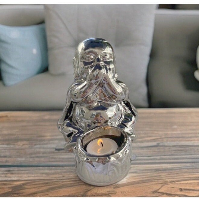Buddha Candle Holder Statue, Tea Light Holder, Zen Home Accents, Positive Manifestation Gifts