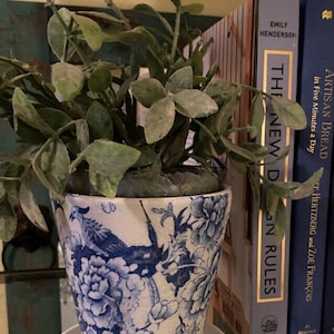 Decoupage flower pot, chinoiserie print planter, gardeners gifts, housewarming present