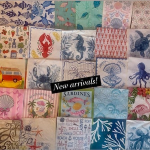Decoupage napkins, 25 Assorted napkin bundle, napkins for decoupage, beach paper napkins, decoupage paper, decoupage supplies, free ship