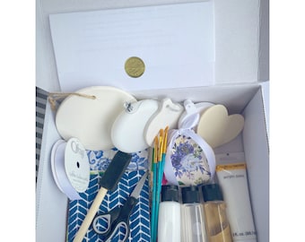 DIY Decoupage Ornament Making Kit: Ceramic Decorations, Napkin Prints