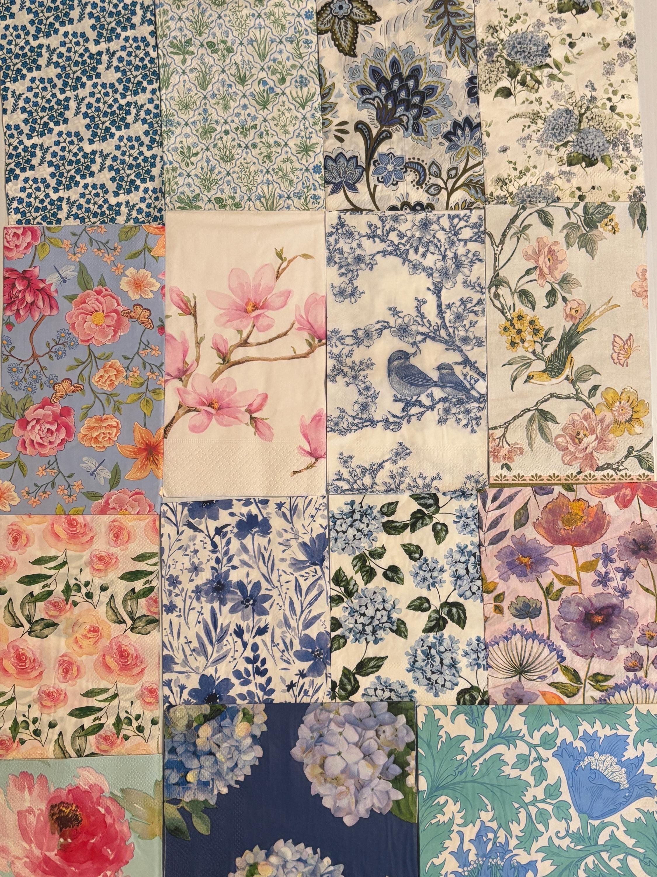 Spring flower Print Paper Napkins: summer print Decoupage Set of 20