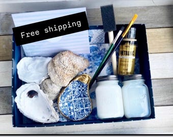 DIY Oyster Shell Decoupage Kit: Handmade Ring Dish Craft