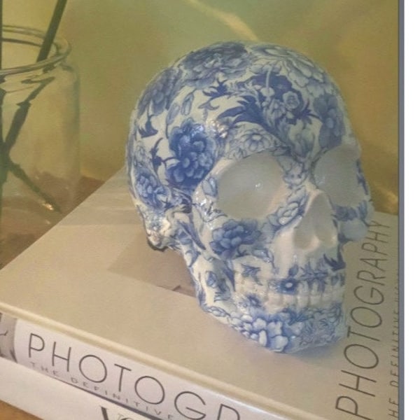 Skull sculpture, life size skull decor, skull statue  collectables, chinoiserie skull head, resin human size skull