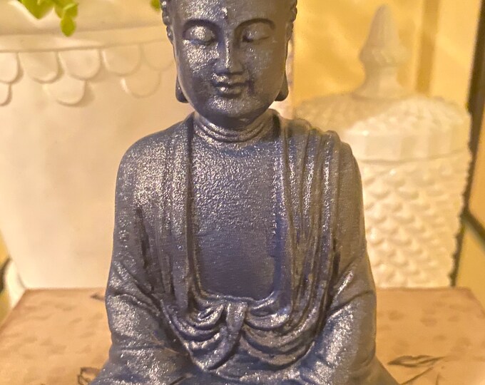 Buddha Statue Navy Blue Buddha Sculpture Painted Buddha Etsy