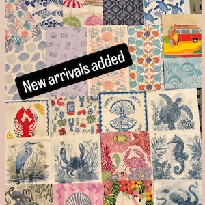 Decoupage napkins, 25 Assorted napkin bundle, napkins for decoupage, beach paper napkins, decoupage paper, decoupage supplies, free ship
