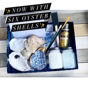 oyster shell trinket dish, sea shell ring dish, beach night activity, costal party games, girls night crafting activity, adult how to kits