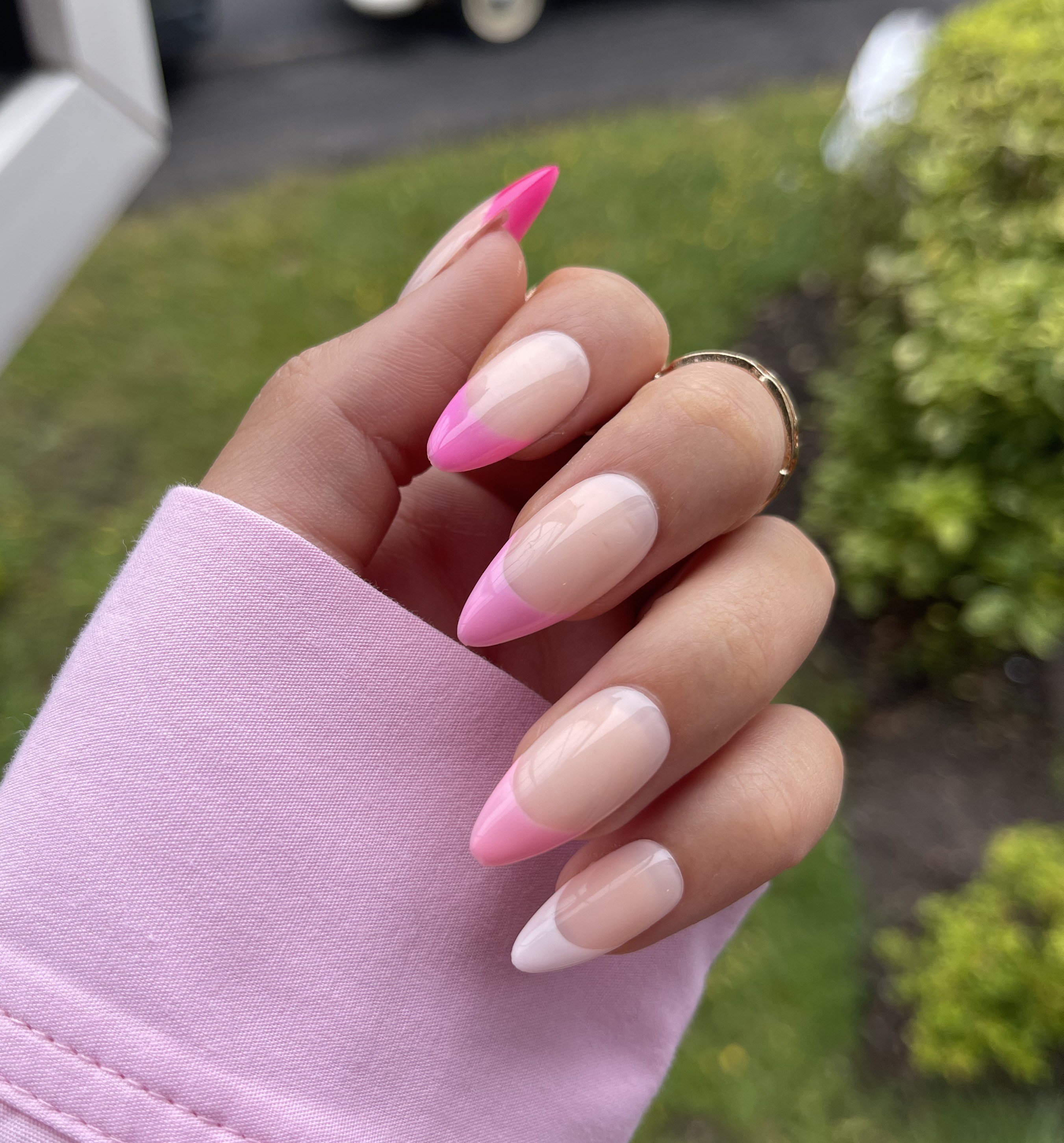 Pink Gradient French Tip Press on Nails - Etsy