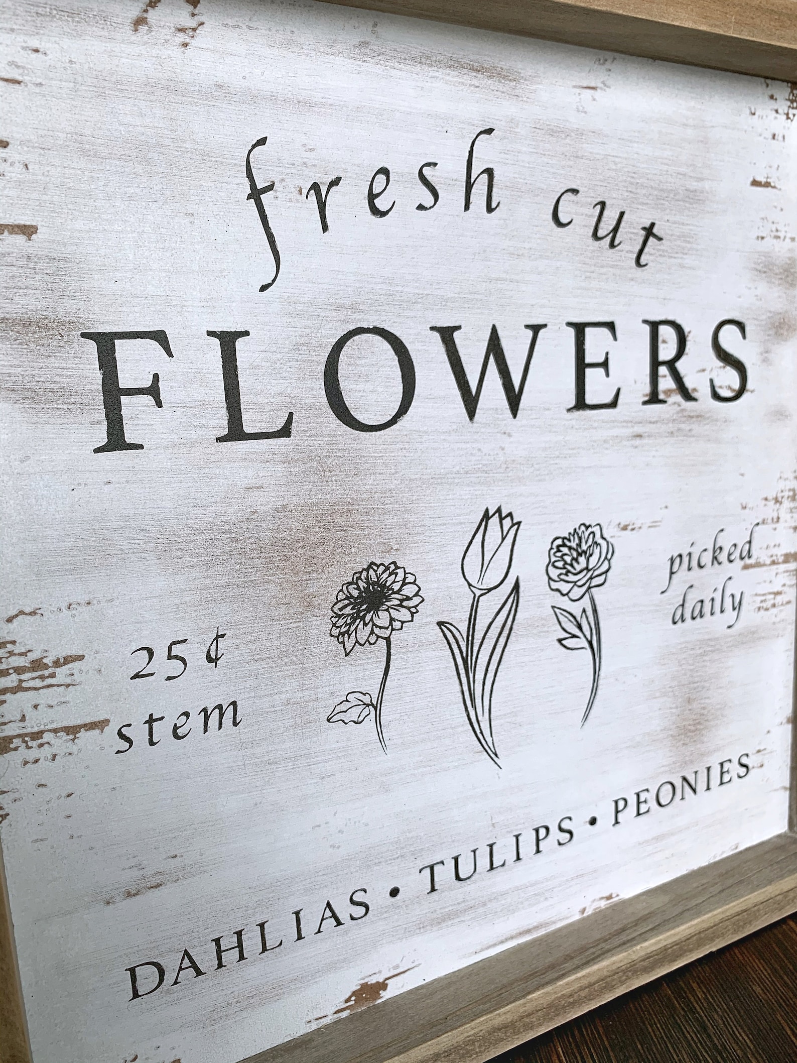 Fresh Cut Flowers Sign Farmhouse Decor Spring Sign Etsy