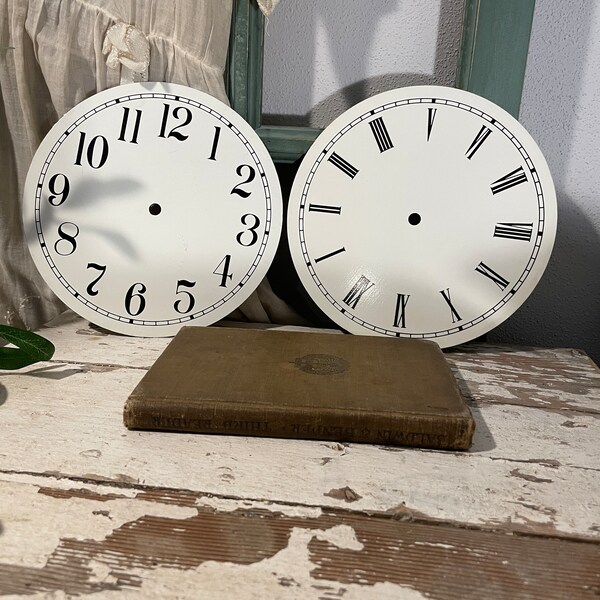 Metal Clock Faces One in Standard Numbers One in Roman Numbers