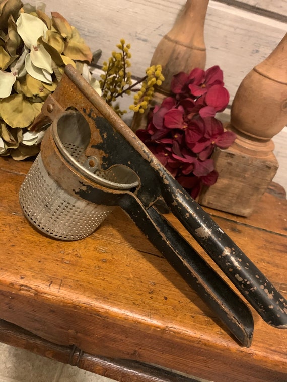 Vintage Metal Potato Ricer Vintage Potato Masher Black Etsy