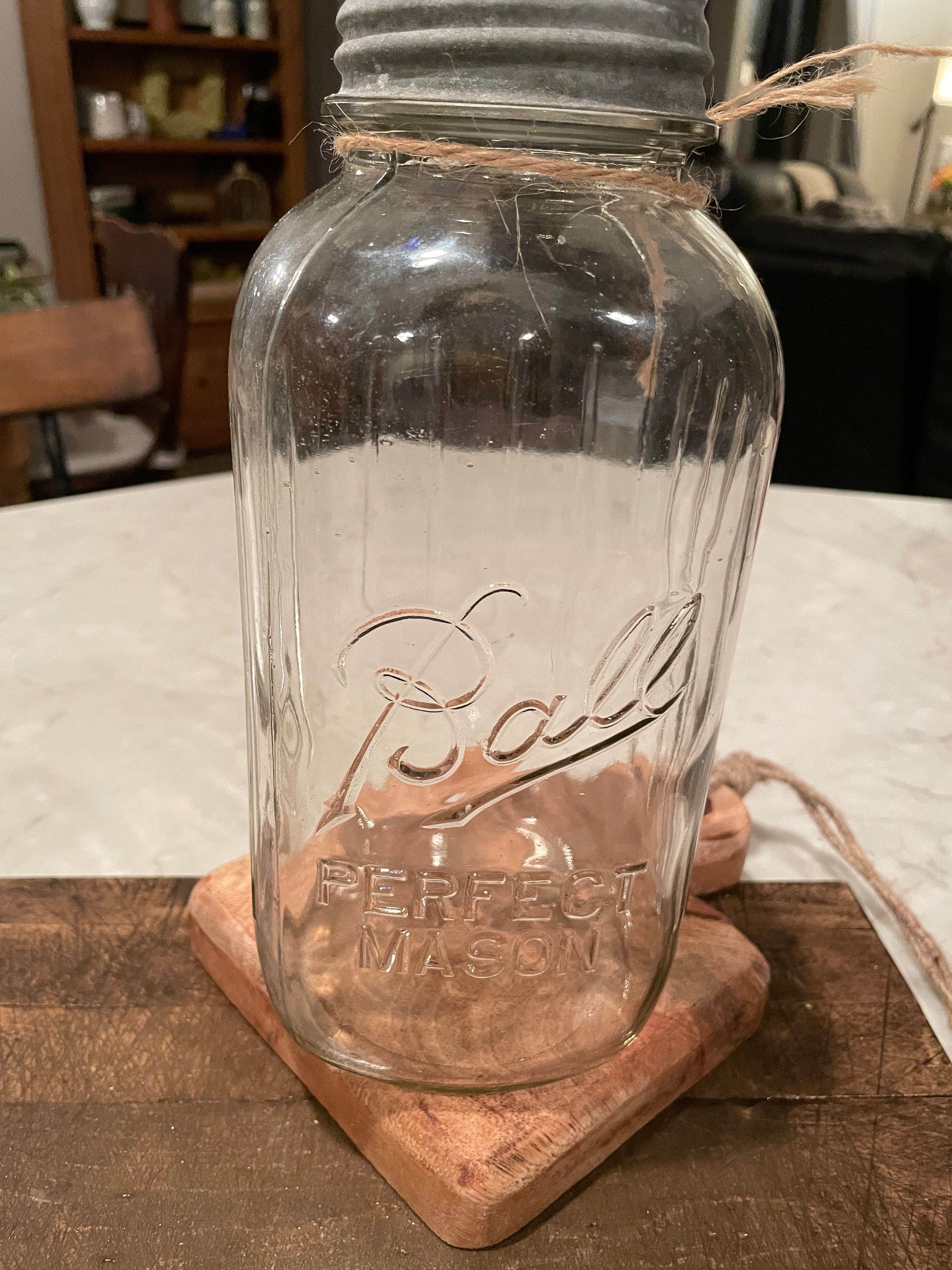 Vintage Ball Half Gallon Canning Jar Perfect Mason Ribbed Zinc Lid 
