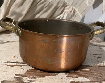 Tagus Copper Double Handled Sauce Pan Vintage Made in Portugal