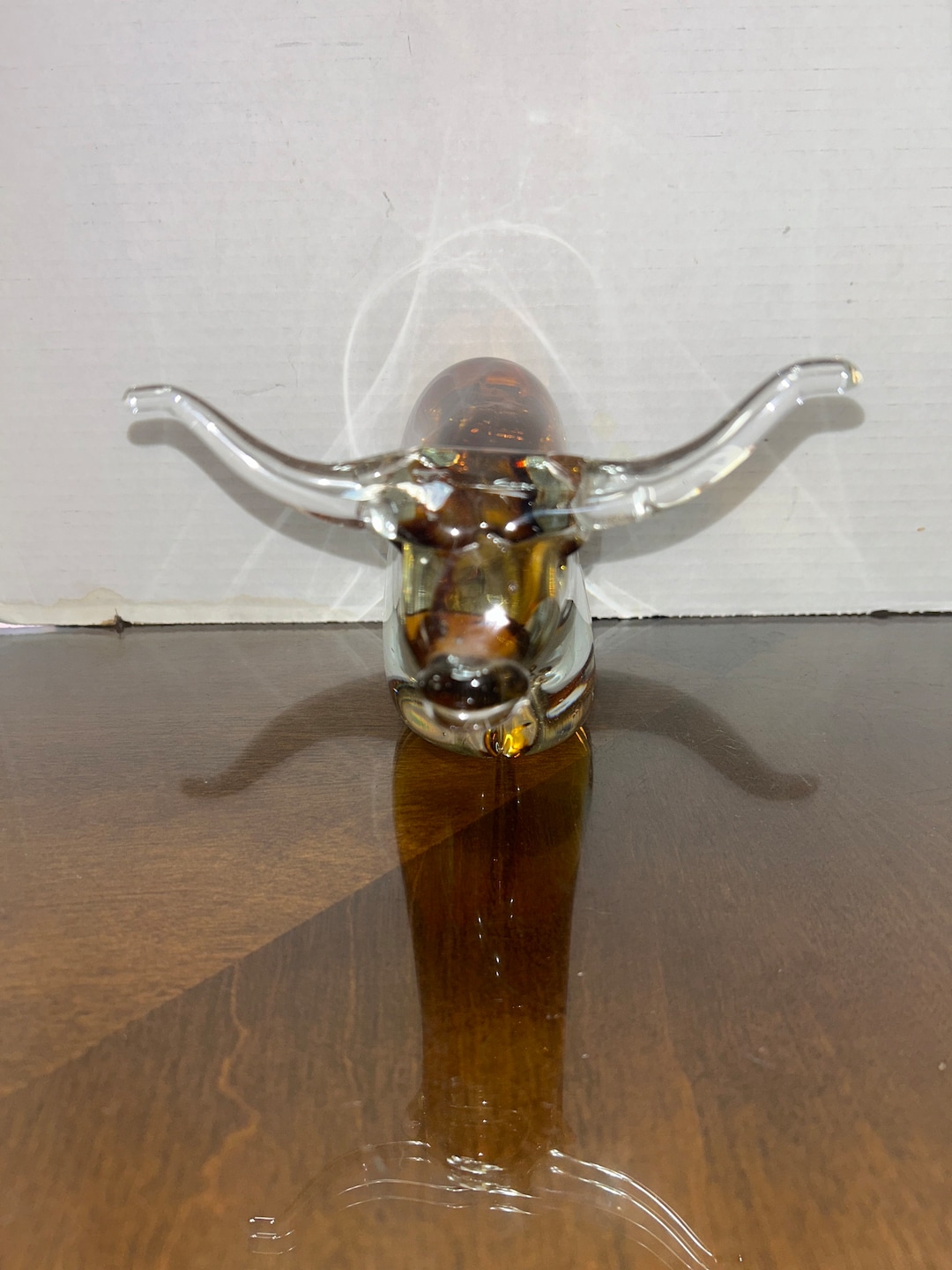 Art Glass Longhorn Steer Sculpture Statue Amber and Clear - Etsy