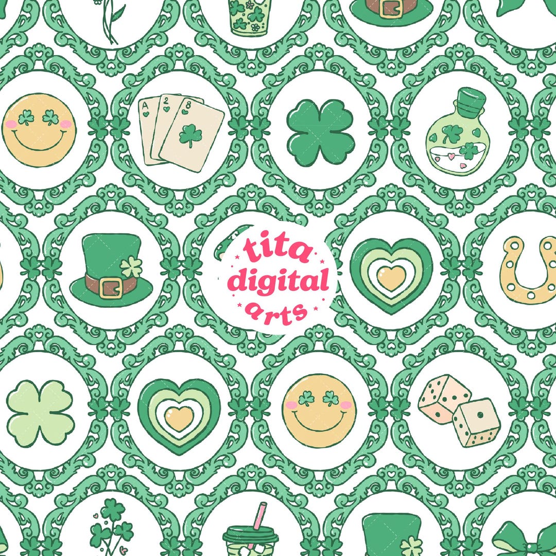 Feeling Lucky Seamless Pattern, 12x12” St. Patrick's Day Digital Paper ...